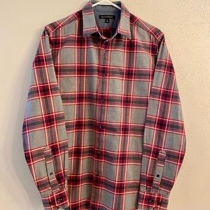 Banana Republic grey plaid flannel shirt size M